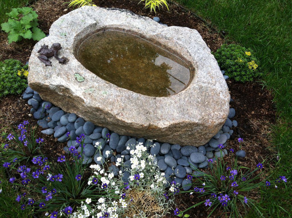 Stone Basin Water Feature and Doggie Bowl (Spring)
